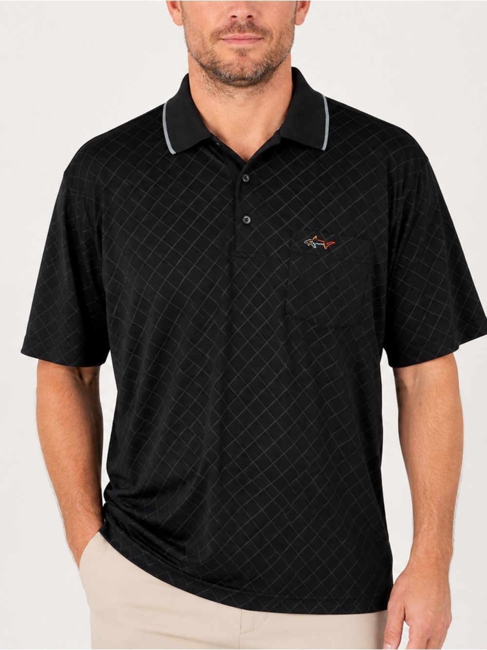 Greg Norman for Tasso Elba Play-Dry Moisture Wicking Golf Polo Black Size Large